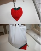 torba składana płócienna shopper bag A4 truskawka hand made