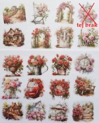 naklejki 19 szt wiosna ogród róże czerwone scrapbooking