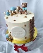 Zestaw miś drabinka i napis z masy cukrowej na tort Chrzest Święty urodziny