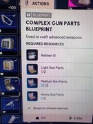 Complex Gun Parts Złożone Elementy do broni BLUEPRINT PLAN ARC RAIDERS