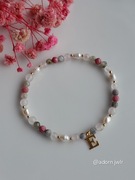 Kamienie naturalne Kwarc różowy Turmalin Perła Bransoletka Szczęścia 
