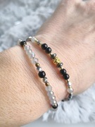 Komplet bransoletek Obsydian Kryształki Hematyt