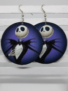 Kolczyki Jack Skellington decoupage koła 5cm grafika Halloween Handmade