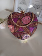 Torebka wieczorowa - Kuferek Fioletowe Serce