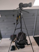 Aparat Nikon D3000, Nikkor 18-55, 55-200, statyw, plecak, torba