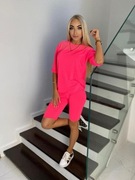 Róż t-shirt i krótkie legginsy, Aszmi, fuksja