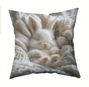 Poszewka na poduszkę, słodki królik, biały króliczek, 45x45cm