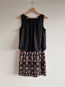 Czarna sukienka elegancka Esprit cekinowa mini r. 40