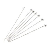 SZPILKI z kulką DO BIŻUTERII Rodowane, Silver color, 0,5x25 mm, 10 szt.