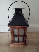 Latarenka drewniana domek, brązowy vintage LED 27 cm Boże Narodzenie 