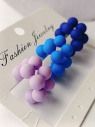 Kolczyki komplet 3 pary kulki C  fioletowy niebieski granat