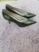 Szpilki Dune London zielone metaliczne lakier 38 !Nowe!