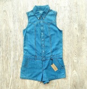 River Island lniany kombinezon damski jasno niebieski jeans