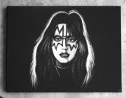 KISS Ace Frehley Oryginalny obraz ręcznie grawerowany... Staloryt