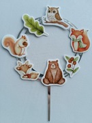 Topper na tort las wiewiórka lis sowa