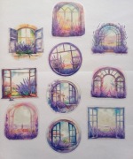 duże naklejki 10 szt okna widoki lawenda scrapbooking