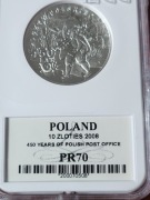 Moneta 450 lat Poczty polskiej 10 zł 2008 PR70 dostawa 0