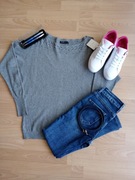 Szary sweter sweterek nietoperz rozmiar 36 S ćwieki 152 cm 12 lat