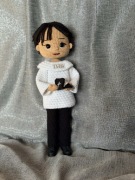 Pamiątka komunii chłopiec na szydełku 