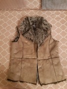 Kamizelka dwustronna zamszowa futrzana Denim