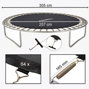 Mata do trampoliny 305cm 64 oczek 165 mm Arebos