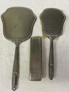 Śliczny stary zestaw posrebrzany lusterko 2 szczotki 
