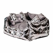 Legowisko dla psa M 70x50cm srebrno szare