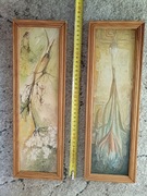 Drewniane obrazki obraz PRL kwiaty 