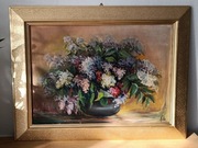 Duży Obraz olejny kwiaty nad stawem