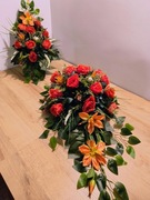 Stroik na grób, kompozycja na cmentarz, wiązanka z wazonem , zestaw.LU17k