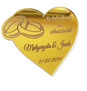 Magnes, podziękowanie dla gości, ślub,8/6 cm, złote lustro 