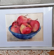 Akwarela martwa natura Jabłka - obraz autorski, jedyny egzemplarz