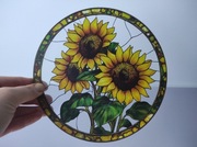 Nowy witraż witrażyk dekoracja okienna słoneczniki 