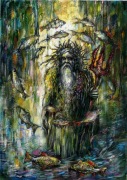Wodnik - mitologia słowiańska akryl na papierze