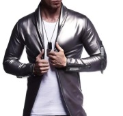 Srebrne palto męskie