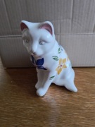 Ceramiczny kolorowy kot kotek w kwiaty figurka