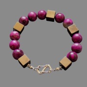 Bransoletka z fioletowych jaspisów i prawdziwych hematytów