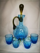 Karafka George Sand Antique, ręcznie dmuchane szkło + 4 kieliszki, boho