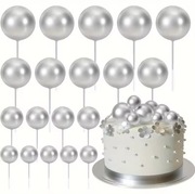 Topper piker na tort 12 szt srebrne kule