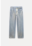 ZARA Jeansy ze złotym połyskiem proste nogawki ZARA WOMAN COLLECTION 38