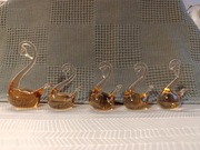 Komplet szklanych  figurek łabędzi - 5 sztuk