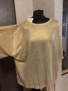ZARA sweter tunika bluzka z wiskozą oversize duża beżowa złota