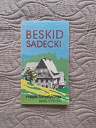 Vintage stara mapa turystyc Beskid Sądecki 1984 pamiątka PRL kolekcjonerska