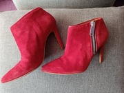 Botki damskie zamsz buty kolor czerwony firma H&M rozmiar 40