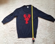 Granatowy sweter J.Crew z motywem czerwonego homara, rozmiar S