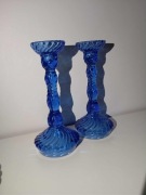 Świeczniki Ząbkowice Spirelli Twist kobalt szkło Serwicki