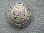 III Rzesza - 5 Marek 1935r - HINDENBURG, Srebro