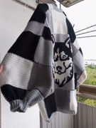 Sweter kardigan wilk husky handmade vintage 