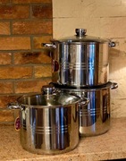 ZESTAW 6 CZĘŚCIOWY GARNKÓW 12, 15L, 18L (garnki z pokrywkami)