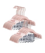 Zestaw 24 szt. wieszaki ubraniowe antypoślizgowe różowe z klipsami